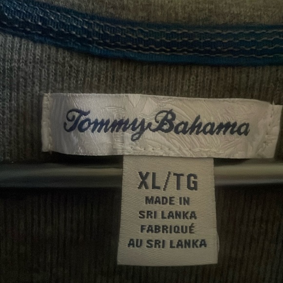 Tommy Bahama 1/4 Zip Pullover Sweatshirt Grey With Blue Detail And Pockets XL - Picture 2 of 8